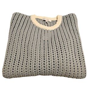 Hailey Crochet Scallop Sweater Blue/White Cotton-Blend 3XL